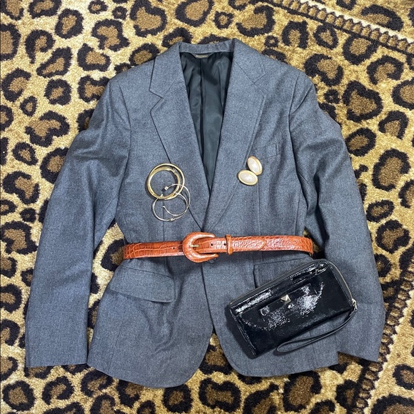 Vintage Wool Blazer – Classic Gray Tailored Jacket with Lining - Picture 1 of 8